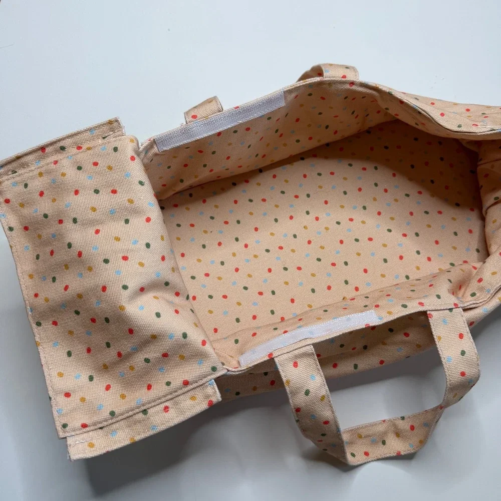 OLLI ELLA Doll Carrier Peach Polka Dot Canvas Toy Travel Bed Kids Play Pretend